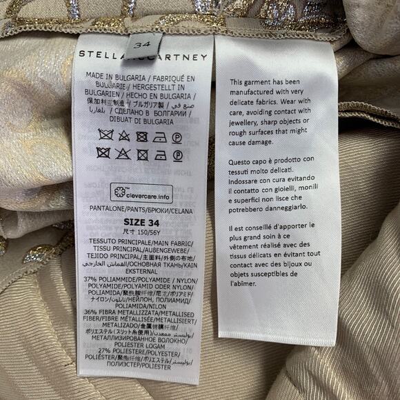 2 Metallic Gold Silver Polyamide Blend Jacquard Peak Lapel Pantsuit - Picture 15 of 16